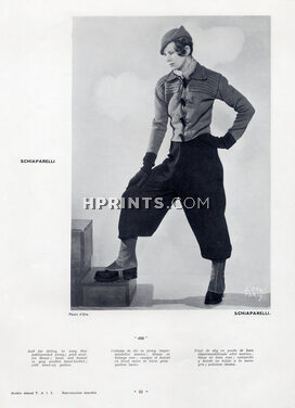 Schiaparelli 1932 Suit for Skiing, gaiters, Photo Madame D'Ora