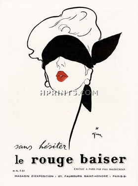 Rouge Baiser 1950 René Gruau, Scarf (Large)