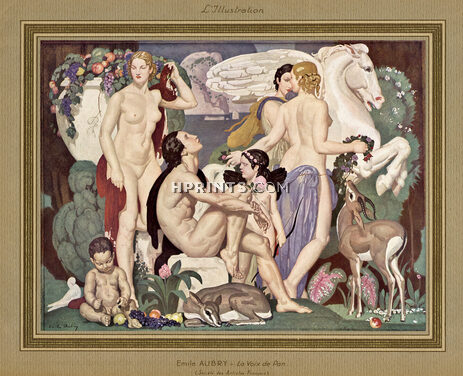 Emile Aubry 1936 La Voix de Pan, Mythology Nudes Pegase