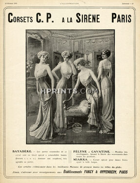 C.P. à la Sirène (Corsetmaker) 1910 Corset, Art Nouveau