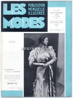 Les Modes 1933 Septembre N°352, Worth, Irmone, 32 pages