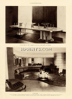 Lalique 1933 Grande table de salle à manger en verre et cristal taillé