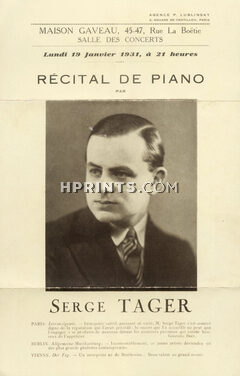 Serge Tager (Pianiste) 1931 Portrait