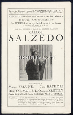 Carlos Salzedo (Harpiste) 1926 Marya Freund, Jane Bathori, 4 pages