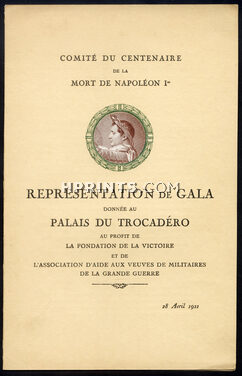 Centenaire de la mort de Napoleon Ier 1921 Programme L'agonie des Aigles, Alexandre Georges, 5 pages
