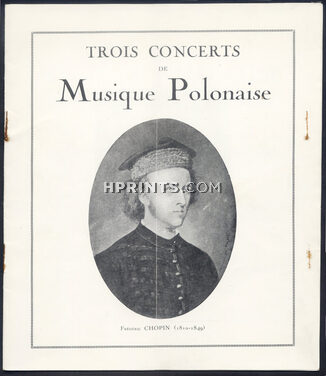 Concerts de Musique Polonaise 1925 Program Frederic Chopin (Cover) Grégoire Fitelberg, Zbigniew Drzewiecki, Halina Szmolcowna, 12 pages
