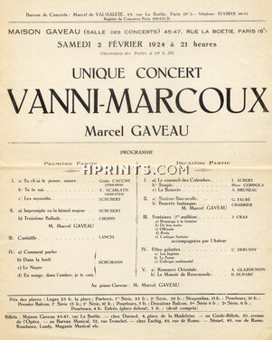Vanni-Marcoux (operatic bass-baritone) 1924 Marcel Gaveau, Concert Program