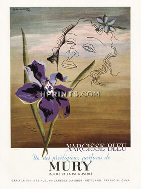 Mury (Perfumes) 1946 Théo Tobiasse, Narcisse Bleu, Surrealism (L)