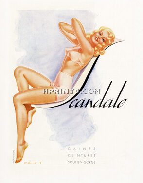 Scandale (Lingerie) 1946 Charles Lemmel, Girdle, Bra, Pin-up (L)