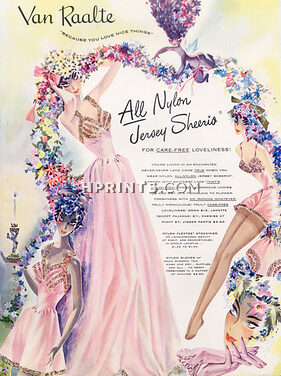 Van Raalte (Lingerie) 1948 Nylon, Gloves, Bra, Stockings Hosiery, short-Pajamas, Nightgown