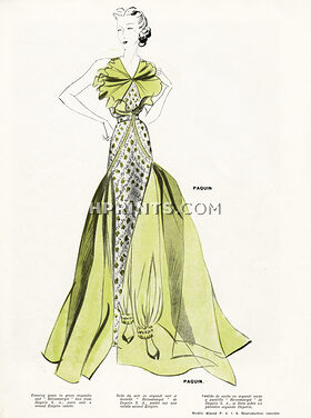 Paquin 1937 Evening Gown, Dognin Lace, Léon Bénigni