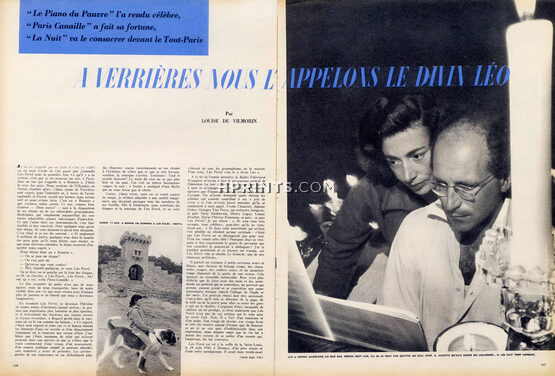 À Verrières nous l'appelons le divin Léo, 1956 - Léo Ferré Artist's Career, Text by Louise de Vilmorin, 4 pages
