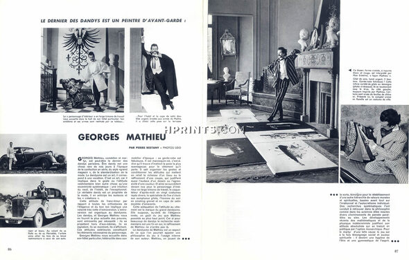 Georges Mathieu, 1959 - Dandy, Peintre d'avant-garde, Text by Pierre Restany, 3 pages