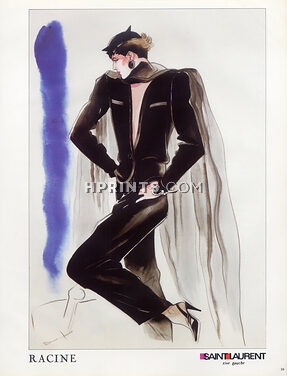 Yves Saint Laurent 1984 Tailleur pantalon, Antonio Lopez, Racine