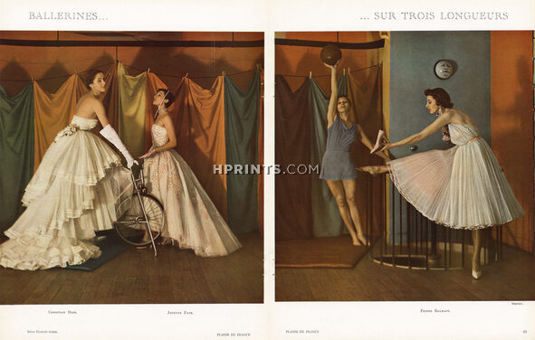 Ballerines... 1950 Christian Dior, Fath, Balmain, Ballet Dancers, Décor Elizabeth Arden, Photo Harry Meerson