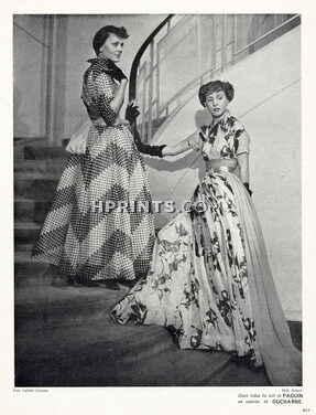Paquin 1948 Two Evening Gowns, Soieries de Ducharne, Photo Schall
