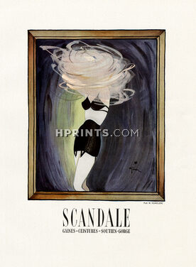 Scandale (Lingerie) 1946 Girdle, Bra, René Gruau (Version A - Large)