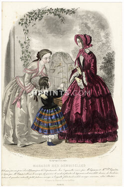 Magasin des Demoiselles 25 Septembre 1852, Anaïs Toudouze, Toilettes de dame, de jeune fille, costume de petite fille (popeline écossaise)