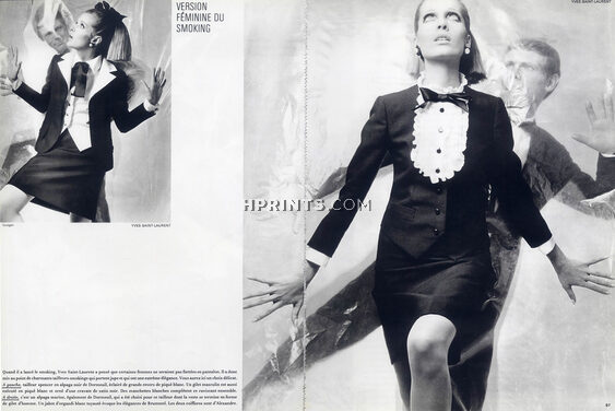 Yves Saint-Laurent (Couture) 1967 "Smoking" Photo J.L Guégan, Dormeuil Frères