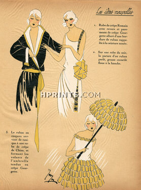 1922 Les Idées Nouvelles de la Mode - Très Parisien, Umbrella, Evening Gown