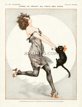 Chéri Hérouard 1923 Woman Dancing With Her Cat, When Men Are Gone