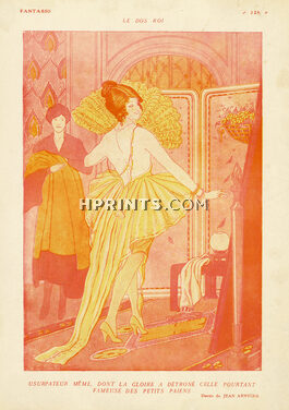 Le Dos Roi, 1920 - Jean Arniger Backless Dress, Hand fan, Elegant Parisienne