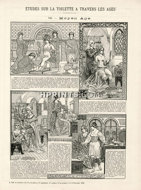"Etude sur la toilette à travers les ages" 1896 "Moyen-Age" A. Vignola, Traditional Costume, Cosmetics