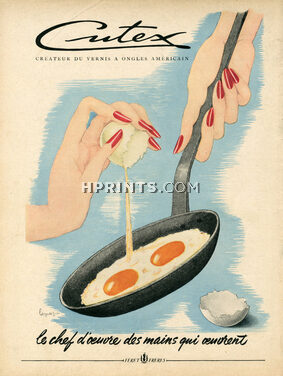 Cutex 1950 Nail Polish, Eggs, Hand, Georges Lepape