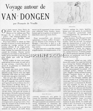 Voyage autour de Van Dongen, 1929 - Artist's Career, Text by François de Vouillé, 5 pages