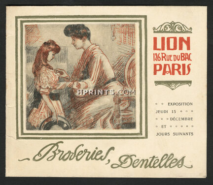 Lion (Embroidery, Lace) 1904 Marc Saurel, Invitation Card