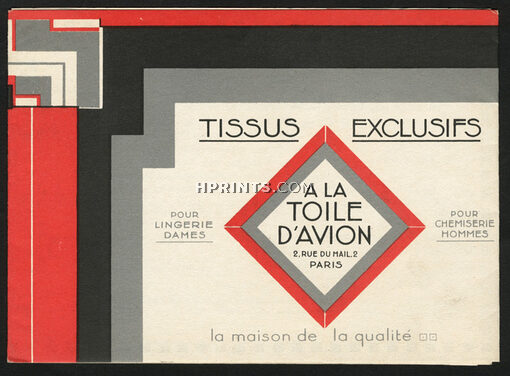 A La Toile d'Avion (Fabric) 1920s, Dépliant