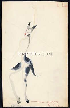 Michel Gyarmathy 1938, Folies Bergère, Original Costume Design, "Le Loup", Wolf