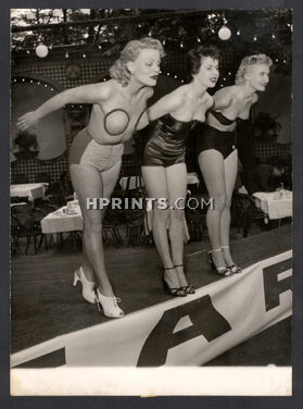 Swimwear 1950 Original Press Photo Robert Cohen, Nathalie Nattier