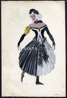 Georges Wakhevitch 1950 Original Costume Design, Djinns, La Femme,Suzanne Sarabelle (Prima ballerina of the Paris Opera)