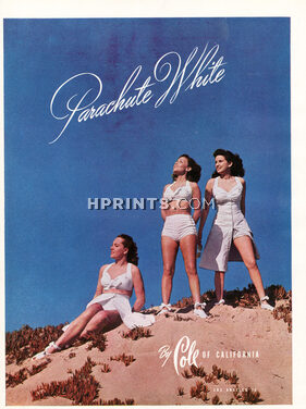 Cole of California 1944 Parachute White, Swim suit styling