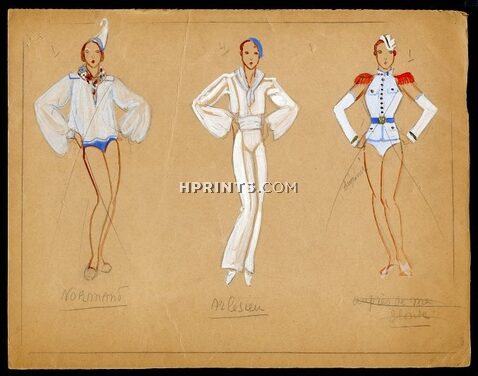 Jenny Carré 1930s, Original costume design, French Costumes