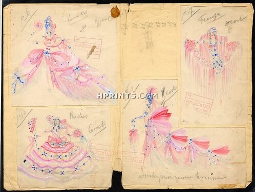 Jenny Carré 1930s, Original costume design, "Les Rubans", "Suivez-moi jeune homme"