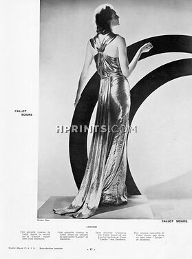Callot Soeurs 1938 Evening Gown "Asmodée", Ducharne (fabric), Photo Studio Dax