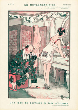 Albert Guillaume 1925 "Mots Croisés" Lingerie Babydoll Crosswords