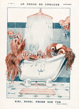 La Vague de Chaleur, 1923 - Miarko Canicule, Kiki Pekingese Dog, Bathroom