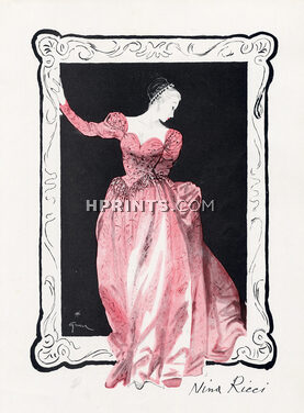 Nina Ricci 1945 René Gruau, Evening Gown