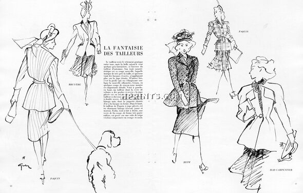 Gruau 1945 Paquin & Bruyère | Heim, Paquin & Mad Carpentier Fashion Illustration