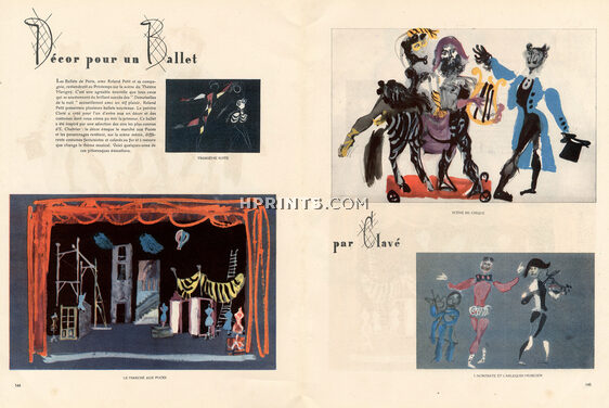Clavé 1948 Theatre Scenery, Ballets de Paris, Roland Petit, Marché aux Puces, Circus