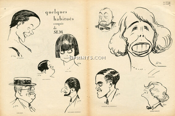 SEM 1927 Mistinguett, Paul Poiret, Jean-Gabriel Domergue, Spinelly, Caricature
