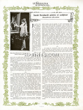 Sarah Bernhardt peintre et sculpteur, 1912 - Racontée par elle-même, Text by Sarah Bernhardt, 2 pages