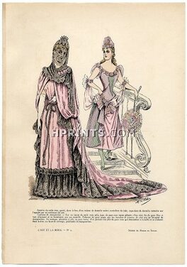 L'Art et la Mode 1890 N°05 Marie de Solar, colored fashion lithograph