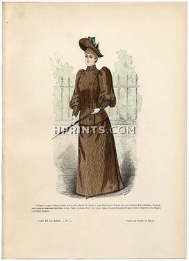 L'Art et la Mode 1890 N°13 Marie de Solar, colored fashion lithograph
