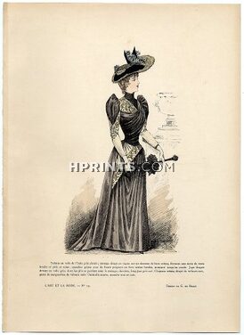 L'Art et la Mode 1890 N°19 G. de Billy, colored fashion lithograph