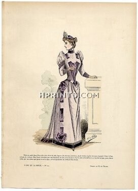 L'Art et la Mode 1890 N°23 Marie de Solar, colored fashion lithograph