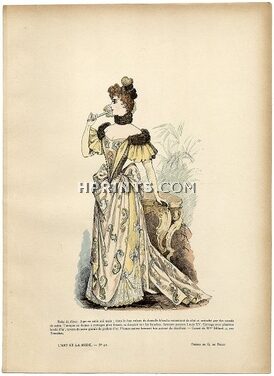 L'Art et la Mode 1890 N°40 G. de Billy, colored fashion lithograph, Dinner Dress